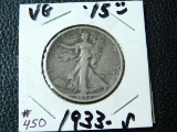 1933S WALKING LIBERTY HALF VG