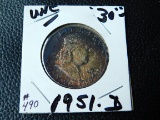 1951D FRANKLIN HALF (TONING) BU