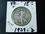 1929D WALKING LIBERTY HALF VG