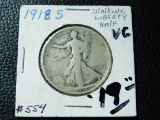 1918S WALKING LIBERTY HALF VG