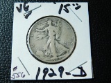 1929D WALKING LIBERTY HALF VG