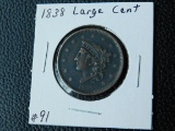 1838 LARGE CENT XF