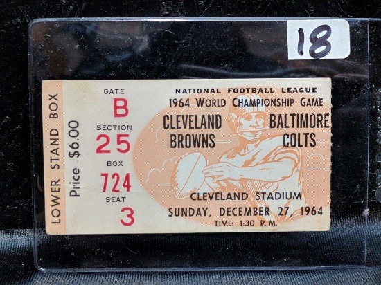 1964 NFL Championship Ticket Stub Browns vs. Colts