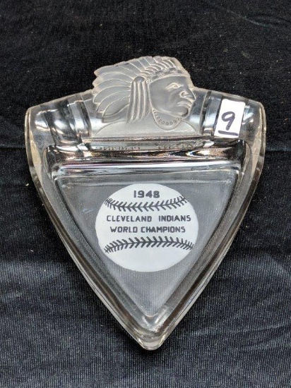 1948 Cleveland Indians World Champs Glass Ashtray