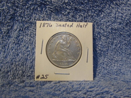 1876 SEATED HALF AU