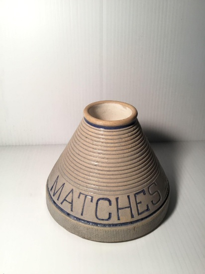 White stoneware match holder and striker