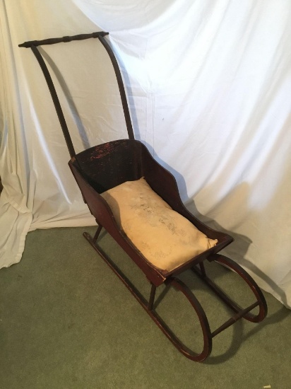 Early sleigh cradle with original paint