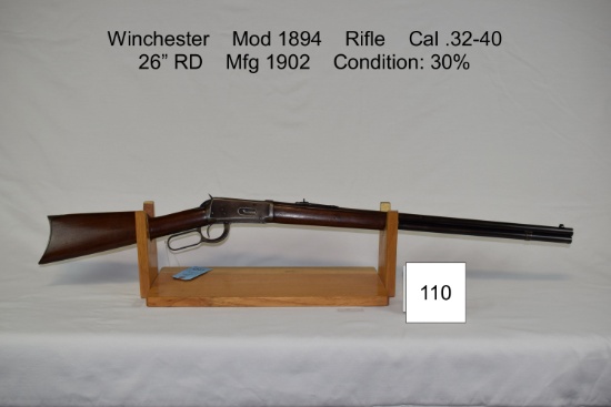 Winchester    Mod 1894    Rifle    Cal .32-40    Mfg 1902