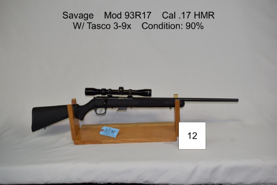 Savage    Mod 93R17    Cal .17 HMR    W/ Tasco 3-9x