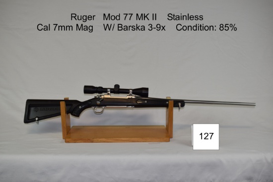 Ruger    Mod 77 MK II    Stainless    Cal 7mm Mag    W/ Barska 3-9x