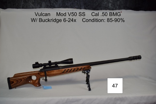 Vulcan    Mod V50 SS    Cal .50 BMG    W/ Buckridge 6-24x