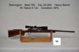 Remington    Mod 700    Cal .22-250    Heavy Barrel    W/ Tasco 4-12x