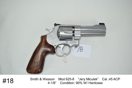 Smith & Wesson    Mod 625-8    “Jerry Miculek”    Cal .45 ACP    41/8”  W/ Hardcase