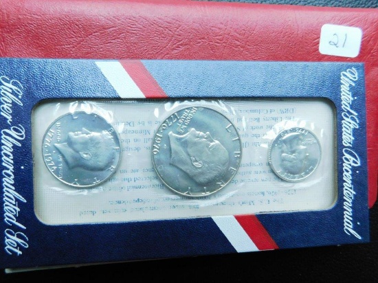 1976 3-PIECE SILVER MINT SET IN RED ENVELOPE