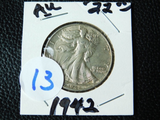 1942 WALKING LIBERTY HALF AU