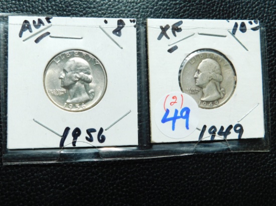 1949,56, WASHINGTON QUARTERS (2-COINS) XF-AU