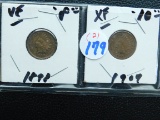 1898,1909, INDIAN HEAD CENTS (2-COINS) VF-XF