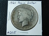 1921 PEACE DOLLAR (FIRST YEAR KEY DATE COIN) VF