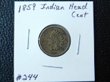1859 INDIAN HEAD CENT (FIRST YEAR) VF