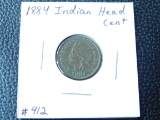 1884 INDIAN HEAD CENT UNC-POROUS