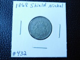 1868 SHIELD NICKEL F