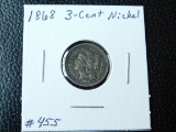 1868 3-CENT NICKEL (TONING) UNC