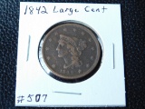 1842 LARGE CENT (LIGHT OBV. SCRATCHES)