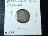 1853 W/ARROWS SEATED DIME VG