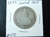 1875 SEATED HALF (OBV. SCRATCHES)