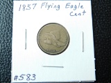 1857 FLYING EAGLE CENT (WEAK OBV. STRIKE) F