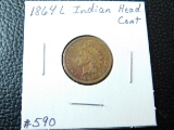1864L INDIAN HEAD CENT (A SEMI KEY) VF