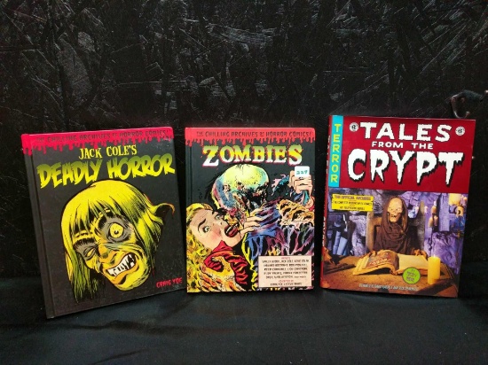 3 hardback books - Tales from the Crypt, zombies and deadly horror