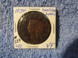 1834 LARGE CENT SMALL DATE & LETTERS VF