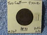 1871 2-CENT PIECE VG-CORRODED