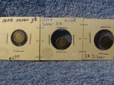 1852,53,NO DATE, 3-CENT SILVER PIECES (3-COINS)