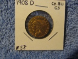 1908D $5. INDIAN HEAD GOLD PIECE BU