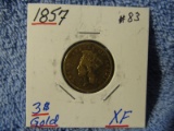 1857 $3. GOLD XF