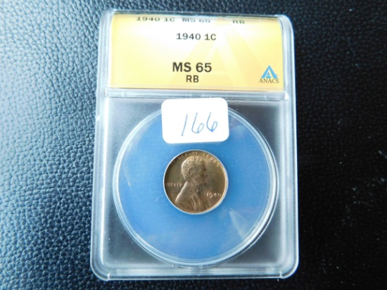 1940 LINCOLN CENT ANACS MS65 RB