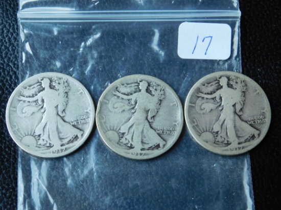 1917P,D,S, WALKING LIBERTY HALVES (3-COINS) G