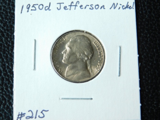 1950D JEFFERSON NICKEL (A KEY DATE) BU