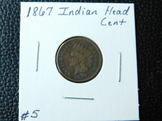 1867 INDIAN HEAD CENT (SEMI KEY)VG-LIGHT CORROSION