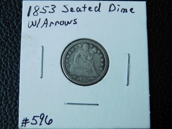 1853 W/ARROWS SEATED DIME VG