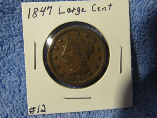 1847 LARGE CENT VF