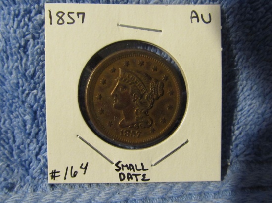 1857 SMALL DATE LARGE CENT AU