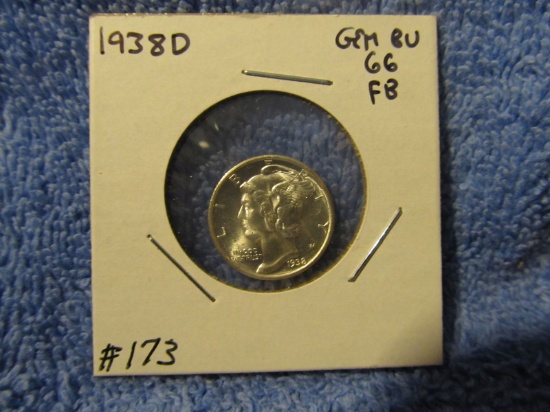 1938D MERCURY DIME (SHARP) BU FB