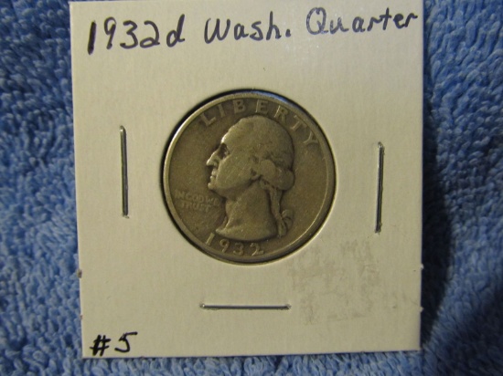 1932D WASHINGTON QUARTER (A KEY DATE) VF