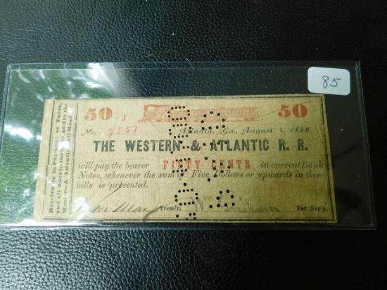 1862 THE WESTERN & ATLANTIC RAILROAD 50-CENT PIECE