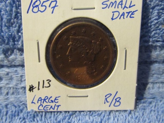 1857 SMALL DATE LARGE CENT UNC RB
