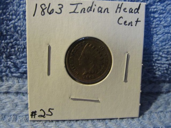 1863 INDIAN HEAD CENT XF