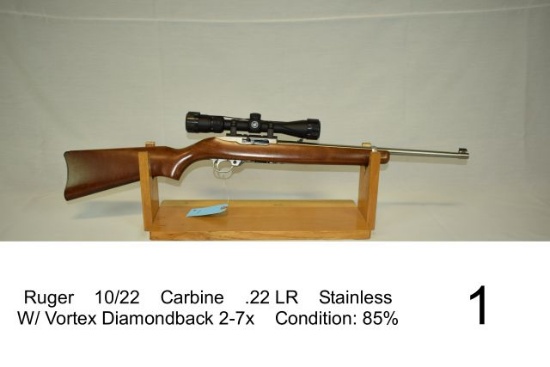 Ruger    10/22    Carbine    .22 LR    Stainless    W/ Vortex Diamondback 2